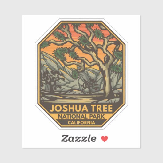 Joshua Tree Nationalpark Sunset Retro Emblem Aufkleber (Blatt)