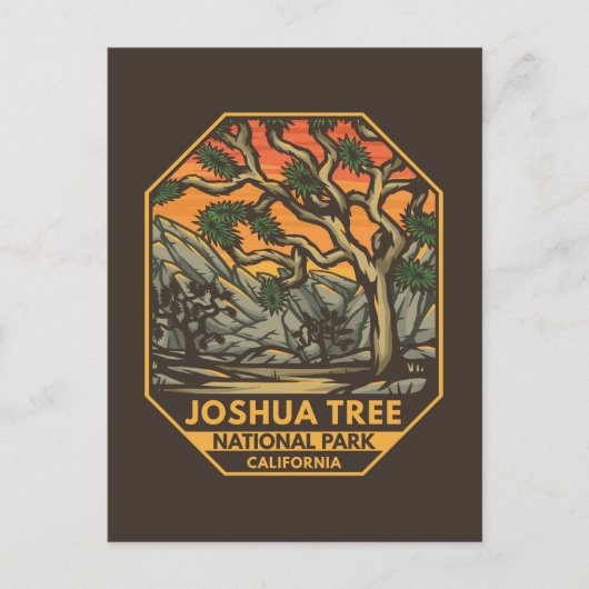 Joshua Tree Nationalpark Sunset Retro Emblem Postkarte (Vorderseite)
