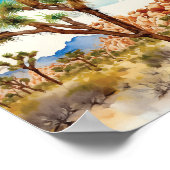 Joshua Tree Nationalpark Watercolor Art Poster (Ecke)