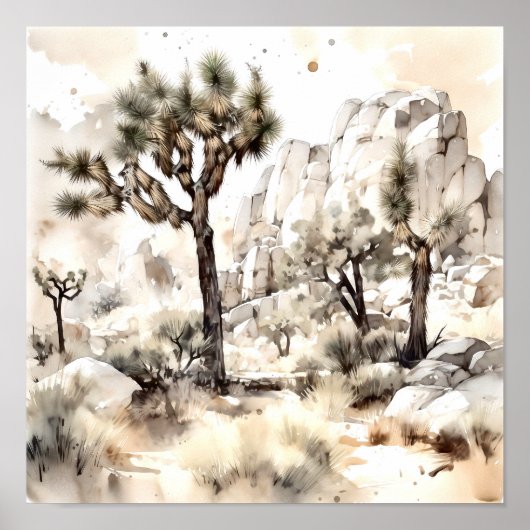 Joshua Tree Nationalpark Watercolor Poster (Vorne)