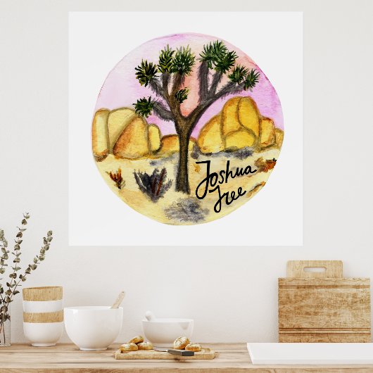 Joshua Tree Nationalpark Watercolor Sunset Poster (Küche)