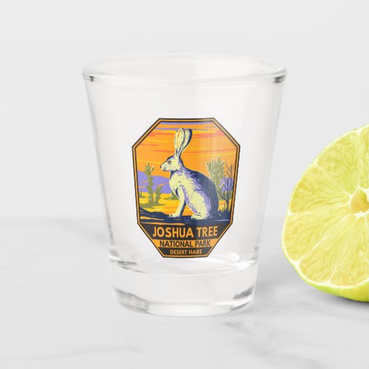 Joshua Tree Nationalpark Wüste Hare Vintag Schnapsglas (Vorderseite)