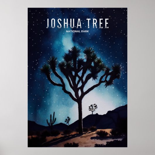 Joshua Tree Nightime Stars Cactus Poster (Vorne)