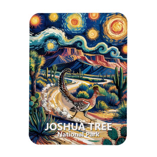 Joshua Tree Roadrunner Farbige Wüstenlandschaft Magnet (Vertikal)