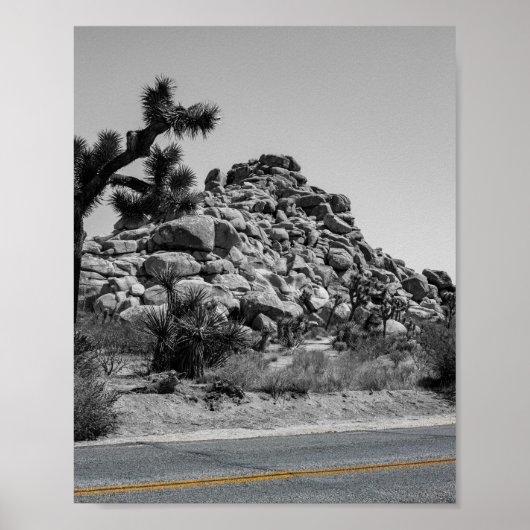 Joshua Tree Rocks with Road - California Foto Poster (Vorne)