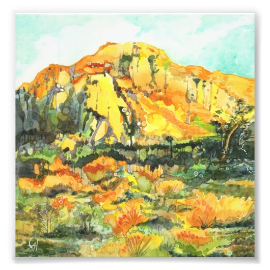 Joshua Tree Sunset - Aquarell Fotodruck (Vorne)