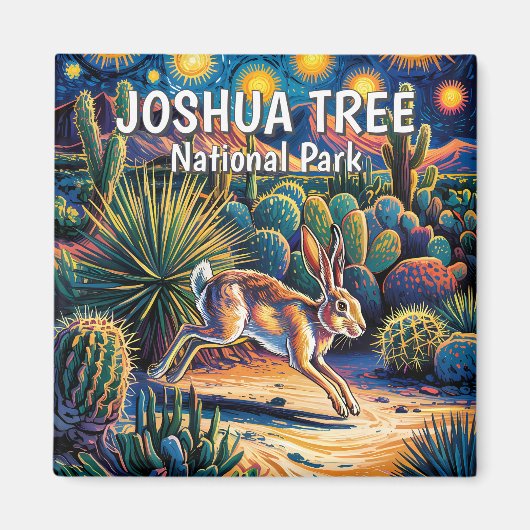 Joshua Tree Van Gogh Wüsten-Wildlife Jackrabbit Magnet (Vorne)