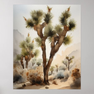 Joshua Tree Watercolor Art Print Poster
