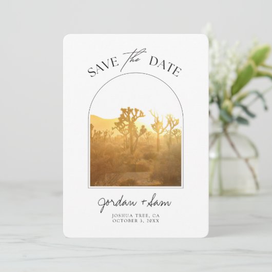 Joshua Tree Wedding Nationalpark Save the Date Einladung (Stehend Vorderseite)