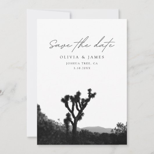 Joshua Tree Wedding Save the Date Black & White Einladung (Vorderseite)