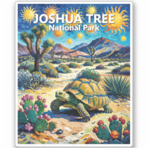 Joshua Tree Wildlife Schildkröte Farbiger Van Gogh Aufkleber