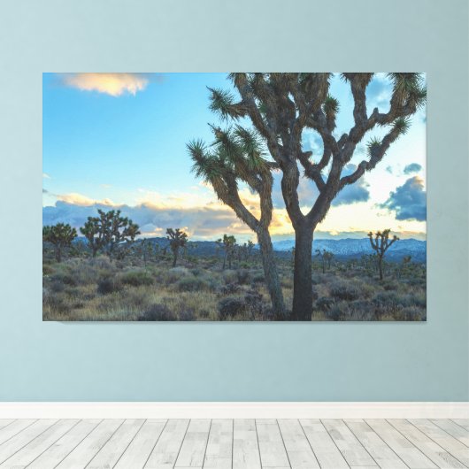 Joshua Trees Landschaft bei Sunset Leinwanddruck (Insitu (Holzboden))