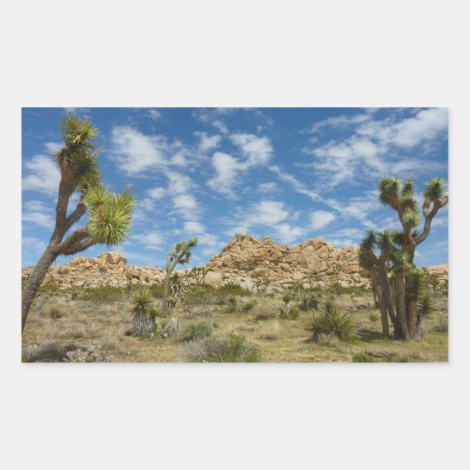 Joshua Trees und Blue Sky Wüste Landschaft Rechteckiger Aufkleber (Vorderseite)