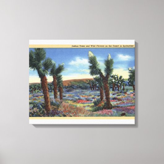 Joshua Trees und Wüste Wild Blume View Leinwanddruck (Vorderseite)