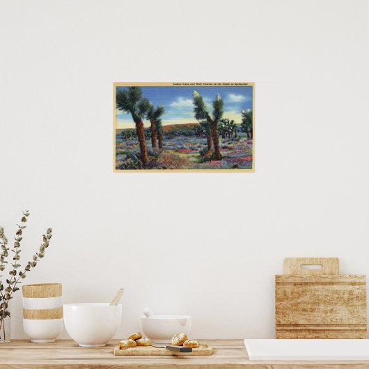 Joshua Trees und Wüste Wild Blume View Poster (Küche)