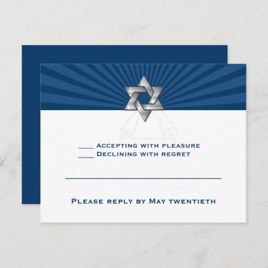 Josiah Silver Jewish Star Bar Mitzvah Einladung (Vorne/Hinten)