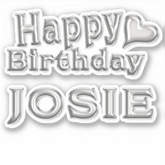 Josie Happy Birthday silver Aufkleber Sticker (Vorderseite)