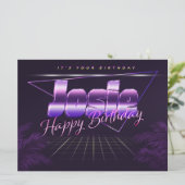 Josie Name Vorname lila retro Karte Geburtstag (Stehend Vorderseite)