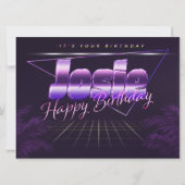 Josie Name Vorname lila retro Karte Geburtstag (Vorderseite)