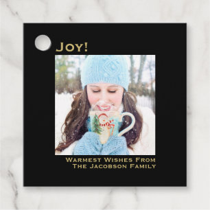 JoSimple Black & Gold Minimalistisches Foto Weihna Geschenkanhänger