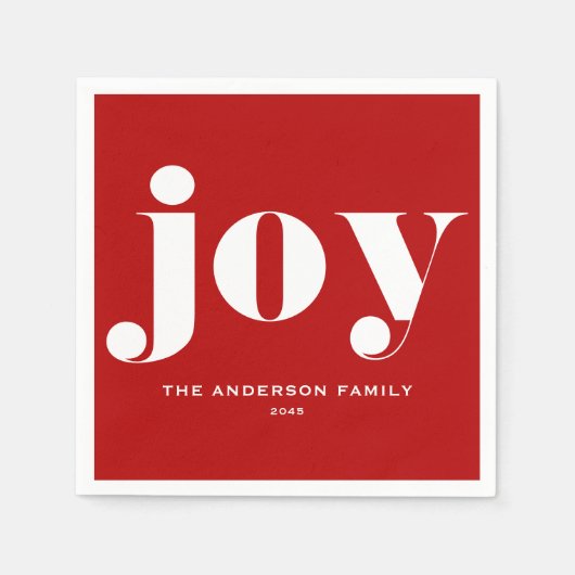 JOT Bold Typografy Modern Christmas Red Serviette (Vorderseite)