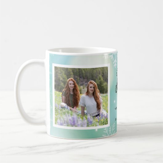 Joto 2 Foto Aquamarin und Snowflake Weihnachtsfeie Kaffeetasse (Links)