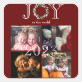 Joto the World 4 Fotos Year Red Personalisiert Quadratischer Aufkleber (Vorderseite)