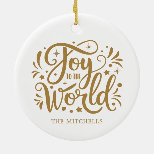 Joto the World Elegant Gold Script Christlich Keramik Ornament (Hinten)