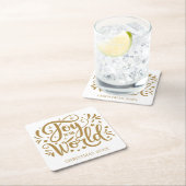 Joto the World Elegant Gold Script Christlich Rechteckiger Pappuntersetzer (Vor Ort)