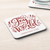 Joto the World Elegant Red Script Christlich Getränkeuntersetzer (Linke Seite)