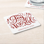 Joto the World Elegant Red Script Christlich Rechteckiger Pappuntersetzer (angewinkelt)