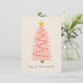 Joto the World Pink Tree Add Name Flat Xmas Card (Stehend Vorderseite)
