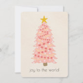 Joto the World Pink Tree Add Name Flat Xmas Card (Vorderseite)