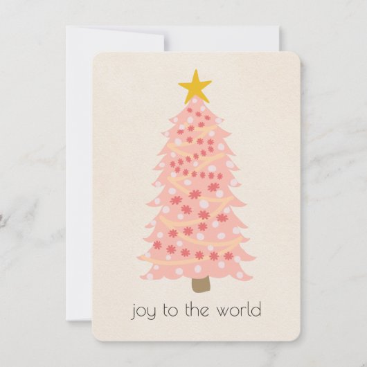 Joto the World Pink Tree Add Name Flat Xmas Card (Vorderseite)