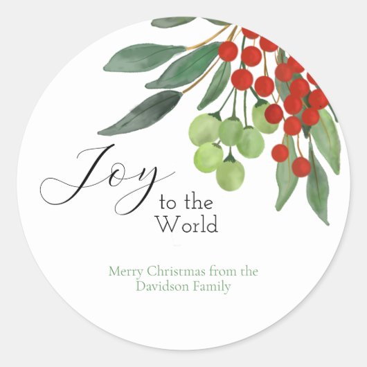 Joto the World Red Holly Berry Weihnachtsgeschenk Runder Aufkleber (Vorderseite)