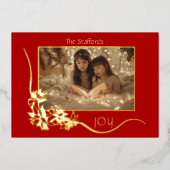 Joto the World Red Poinsettia Weihnachtskarte Folieneinladung (Vorderseite)