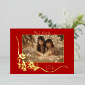 Joto the World Red Poinsettia Weihnachtskarte Folieneinladung (Stehend vorne)