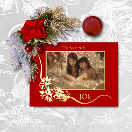 Joto the World Red Poinsettia Weihnachtskarte Folieneinladung