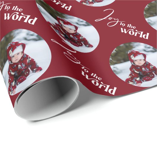 Joto the World Script Typografy Round Foto Red Geschenkpapier (Rolleneckpunkt)