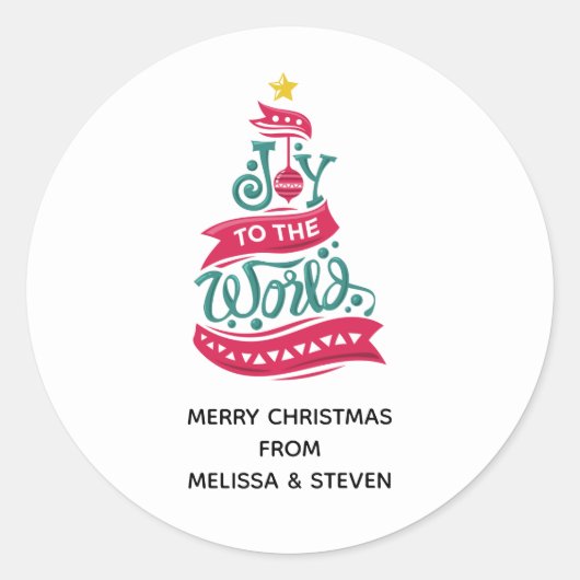 Joto the World Weihnachtsziffer Typografie Runder Aufkleber (Vorderseite)