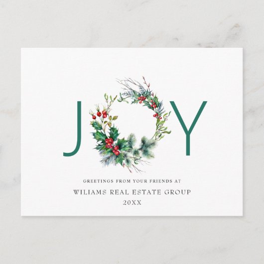 Joty Festive Holly Berry Weihnachtsgrüße Urlaub Postkarte (Vorderseite)