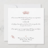 Jouets D'or Rose Remerciement Naissance Filerkarte Einladung (Rückseite)