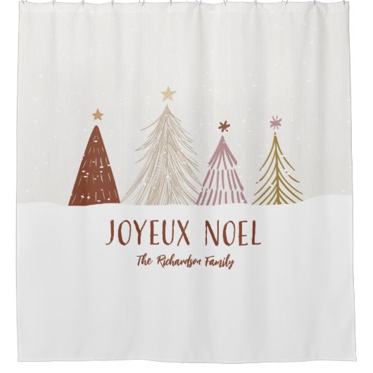 Jouex Weihnachten Holiday Frohe Weihnachtsbaumen F Duschvorhang (Vorderseite)