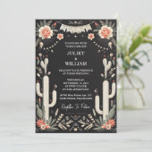 Jour Elegant Fiesta Cactus Floral Mexican Wedding Einladung (Stehend Vorderseite)