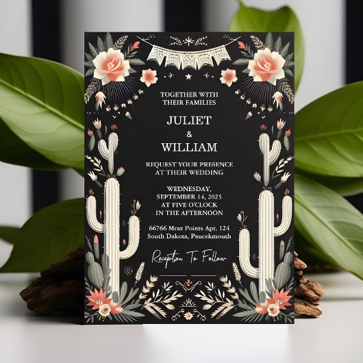 Jour Elegant Fiesta Cactus Floral Mexican Wedding Einladung