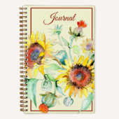 Journal "Aquarellfarbene Sonnenblumen" Notizblock (Vorderseite)