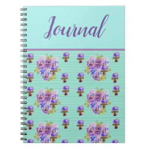 Journal Book Pansy Shabby Mint Aqua Vintag florale Notizblock