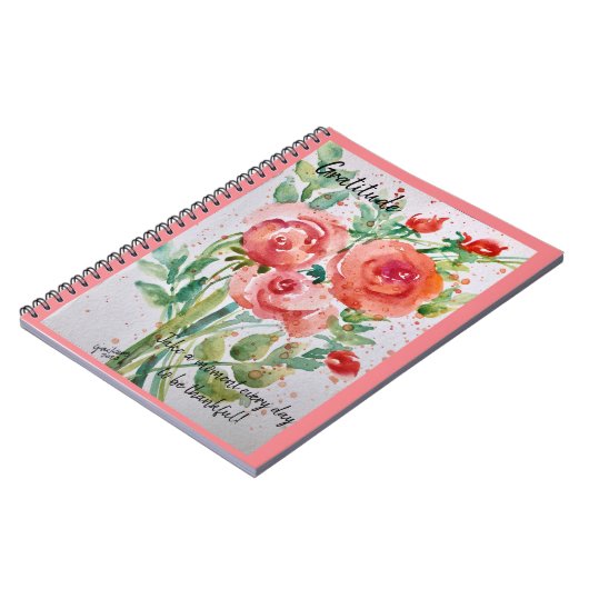 Journal-"Dankbarkeit" - Korallen-Rose Notizblock (Linke Seite)