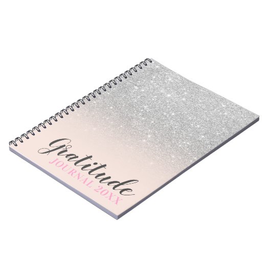 Journal der Dankbarkeit von SIlver Glitzer Notizblock (Linke Seite)