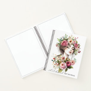 Journal Kunst Skizzenbuch Frauen mit Rosen-Kranz V Notizblock